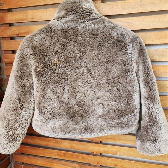 OBVIOUS winter coat faux fur cropped jacket shrug size 8 - Picture 7 of 11